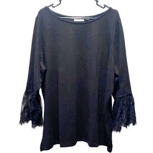 Belle by Kim Gravel Black Lace Sleeve Top Bell Cuff Dressy Workwear 2X NWOT
